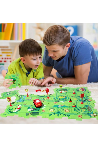 Toy مجموعة ألعاب سيارات المسار المتشابكة 25 قطعة، عربة تجميع ذاتية مع طائرة و...
