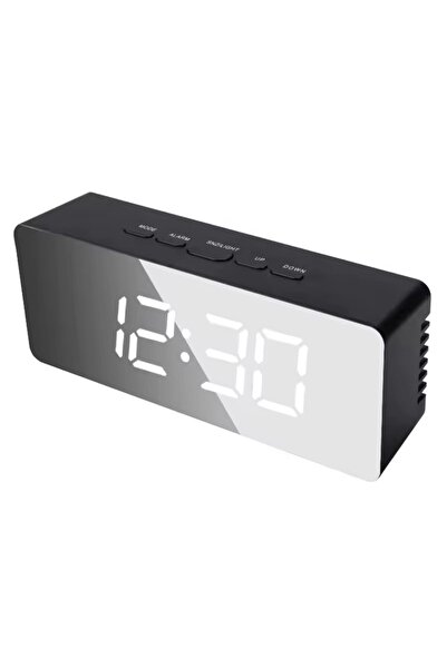 Choice1 black 1Pc White Digital Clock LED Mirror Table Clock Snooze Display T...