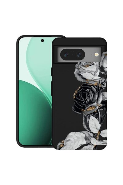 bestcase Ултра тънък TPU калъф, съвместим с Google Pixel 8, с дизайн Черна ро...