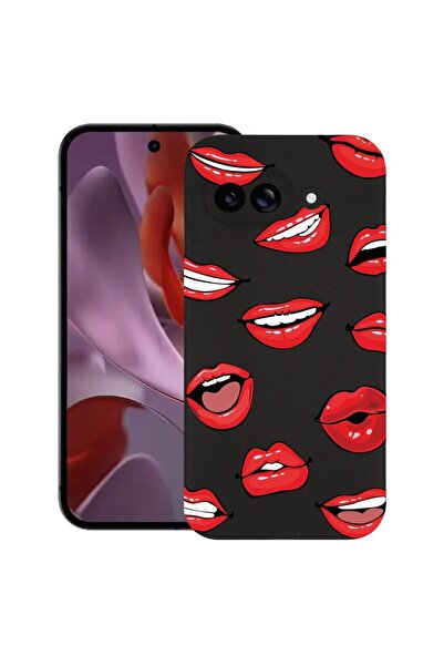 bestcase Калъф за Google Pixel 9a, Десен с устни и целувки, Тънък силиконов 0...