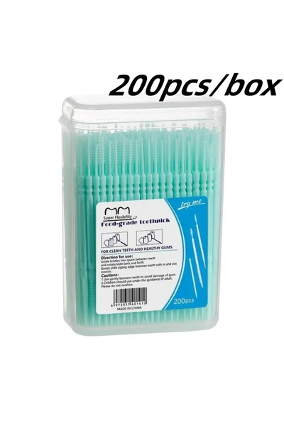 Choice7 Green 1Box 200Pcs/box Toothpick Brush Plastic Disposable Interdental ...