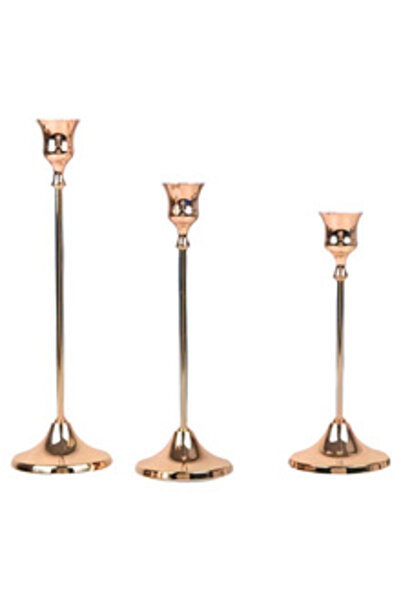 Choice1 Golden Set of 3 Vintage Elegant Metal and Aluminum Tabletop Candle Ho...