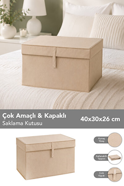 Meleni Home Mini Boy Hurç - Çok Amaçlı Organizer Kapaklı Saklama Kutusu 40x30...
