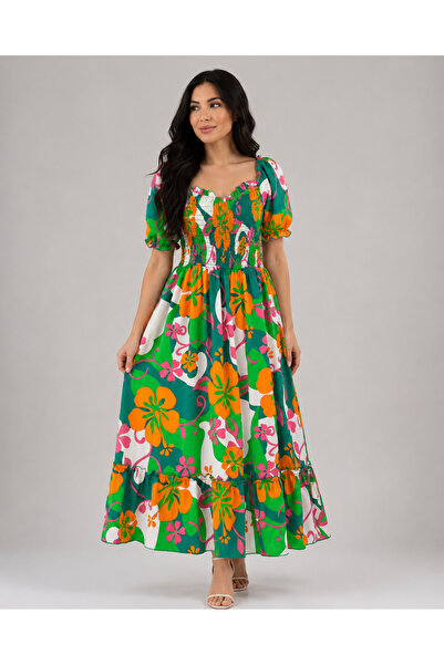 OEM Rochie maxi, elastica, bust smock maxim 130 cm, potrivita S-XXL, imprimeu...