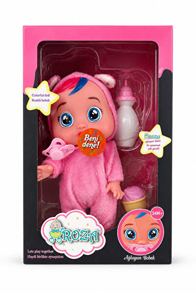 Toyx Dondurmalı Ağlayan ve Konuşan Et Bebek Oyuncak 28 Cm Pembe