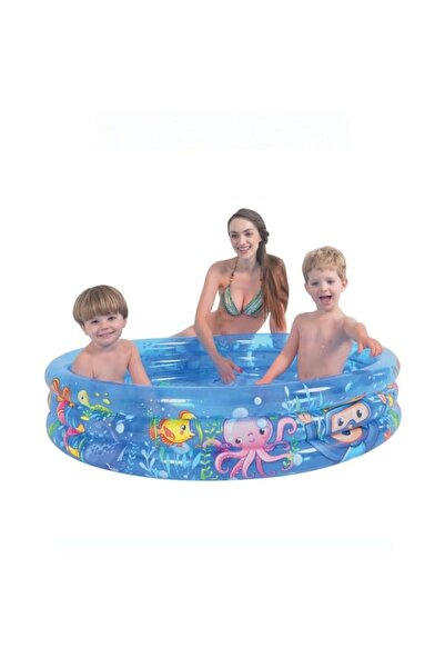 Tessari Piscină albastră cu model Lumea Marină pentru copii Ø1.20 x 0.24 m