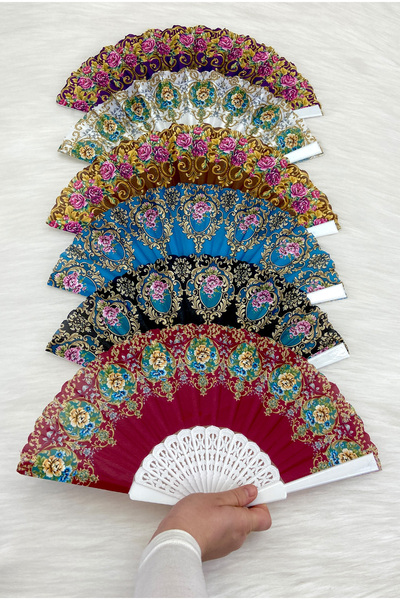 ZEYMERADE Karışık Renk Gelin Nedime Yelpazesi, Çiçek Desenli, Bride Bekarlığa...