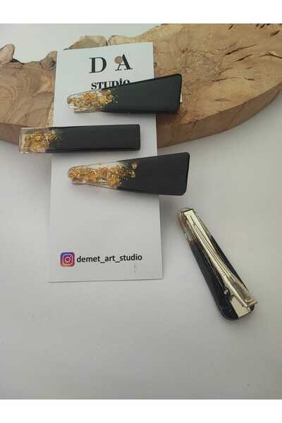 Demet Art Studio Reçineye Hayat Veriyoruz Epoxy Colored 4-Piece Steel Clip Hair Clips