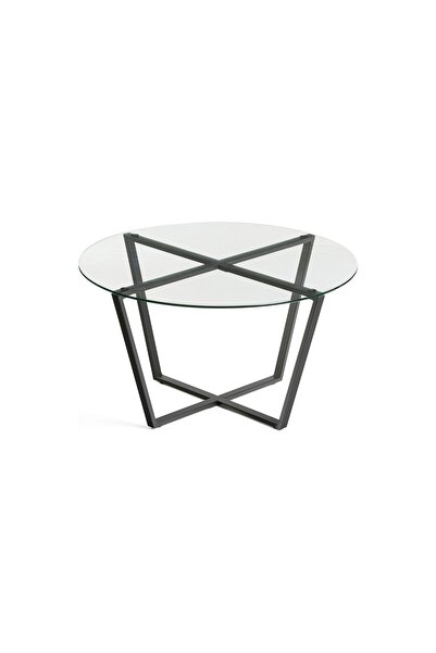 Vivense LENNY ORTA SEHPA SİYAH METAL AYAK ŞEFFAF CAM TABLA