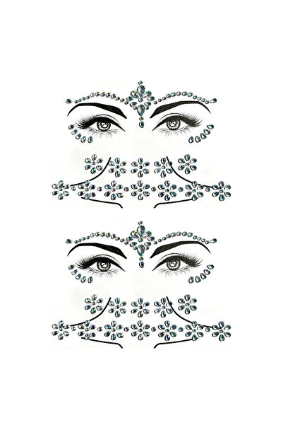 OEM Set of 2 Self-Adhesive Stickers for Face, Neck and Chest, Rhinestone Crys...