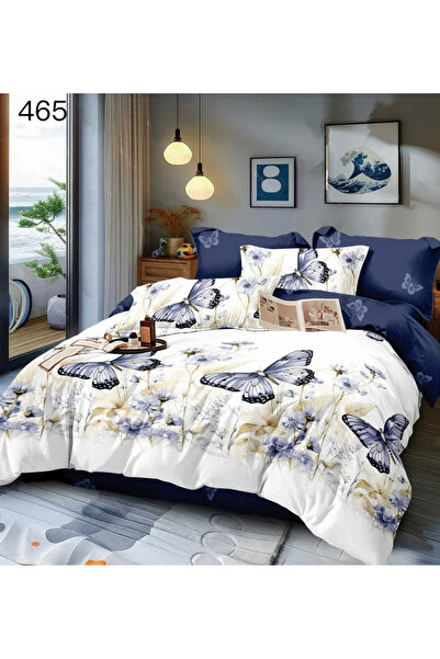 East Comfort Set de lenjerie de pat Finet 6 piese, alb cu fluturi mov și flor...