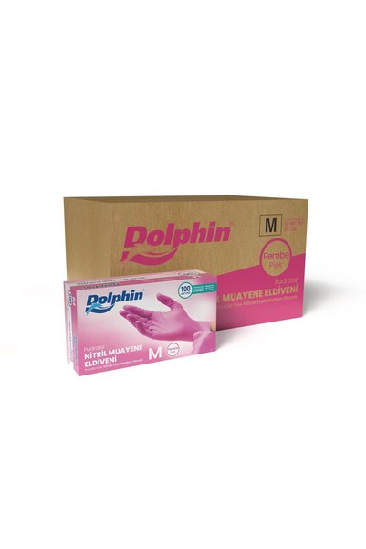 Tek Kullanımlık Pembe Nitril Eldiven - Muayne Eldiveni Medium Orta Boy - 100'lü 20 Paket