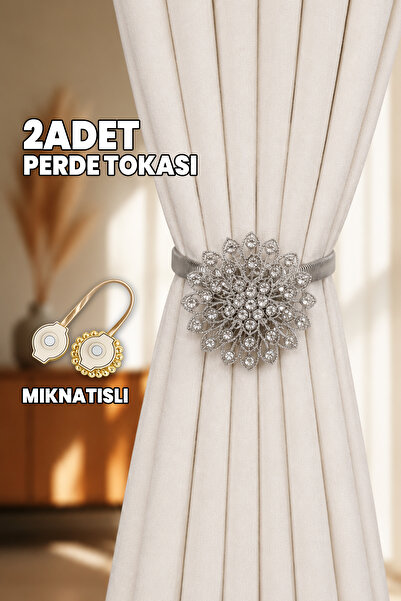 Destpak 2 ADET Perde Tokası - Mıknatıslı - Çiçek Motifli - Perde Tutacağı - P...