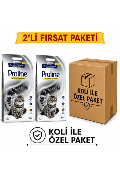 Proline AKTİF KARBON KEDİ KUMU 10 LT*2 ÖZEL KOLİ PAKET