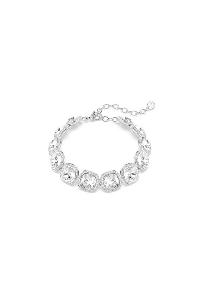 Swarovski Una Angelic Bileklik, Yastık kesim, Beyaz, Rodyum kaplama