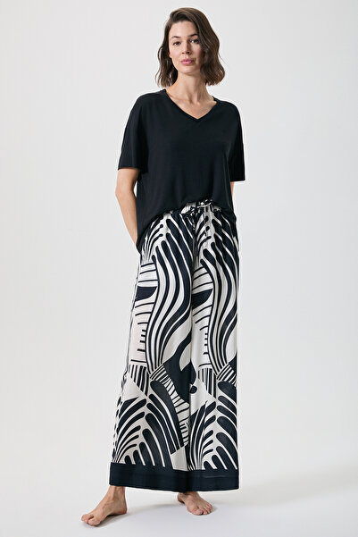 PENYE MOOD Zebra patterned v-neck wide leg trousers