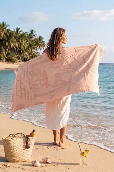 DNZGÜLCAN 100% Cotton Jacquard, Embossed Patterned, Tasseled Beach Towel |   ...