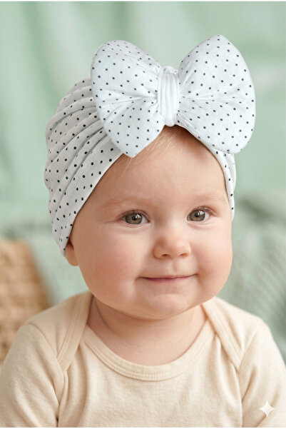 VaVbaby Baby Girl Luxury Patterned Big Bow Baby Bonnet - Baby Hair Band White...