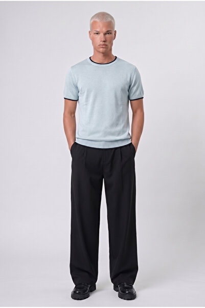 Respire Erkek Bisiklet Yaka Regular Fit Triko T-Shirt Bebe Mavi