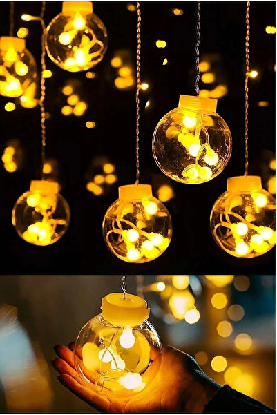 ORVİCA Dekoratif Işıklı Top Perde Led Fişli 8 Fonksiyonlu Günışığı 3 Metre 10...