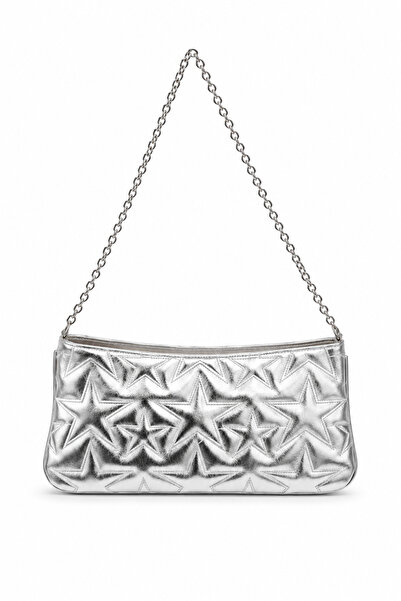 Melos Butik Geantă de mână și de umăr din piele baghetă, brodată cu stele arg...