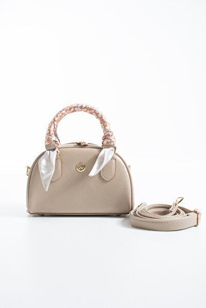 DEV 3 ADAM Mink Scarf Detailed Hand Shoulder and Crossbody Women's Bag