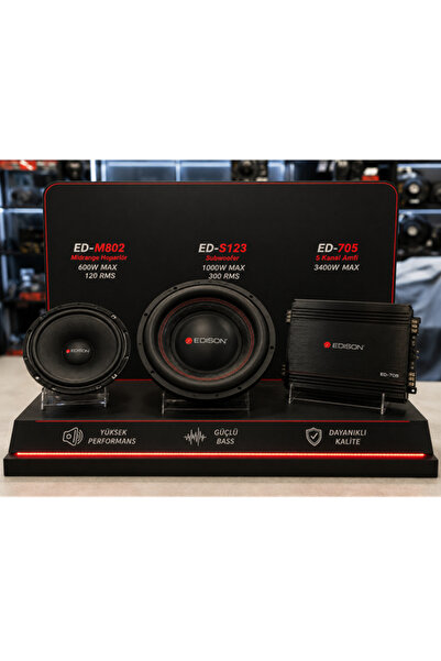 Edison Full Bass Ses Sistemi Paketi 30CM Subwoofer+20CM Midrange+5 Kanal Amfi...