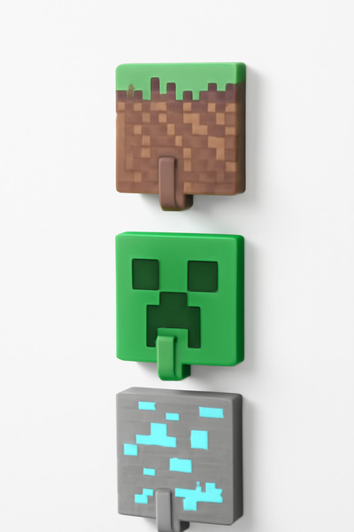 GAME SHOT Minecraft Duvar Kancaları Seti Çocuk Odası 3D Baskı