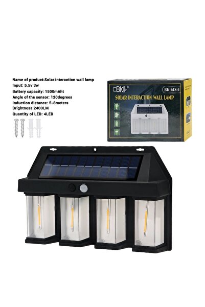 BaoBao Lampă solară cu senzor de mișcare, Plastic, Negru, XF-8898, Lampă sola...