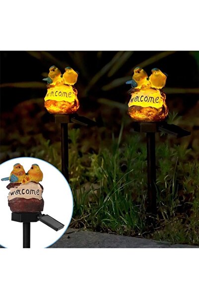 BaoBao Lampă solară decorativă de grădină, din plastic, cu mesaj „Bun venit”,...