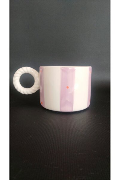 Zümrüdüanka Seramik Purple Striped Handmade Ceramic Mug