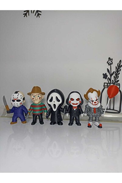 smilechild Halloween 5 li Set Jigsaw Pennywise Freddy Ghostface Jason figür