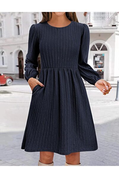 elegant loose winter dresses with sleeves Elegant White Dress With Black Collar main image 1
