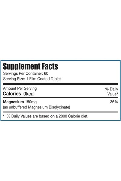 Limitless Magnesium – 150mg Chelated Magnesium Bisglycinate – 60 Tablets – Sleep Quality, Muscle Function & Nervous system Support.