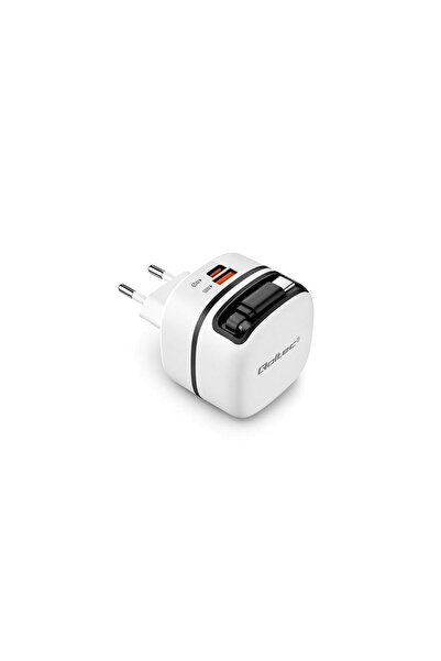 Qoltec ≈Adaptor de rețea GaN 65W | USB-C PD PPS | 5-20V | 3-3,25A | cablu ret...