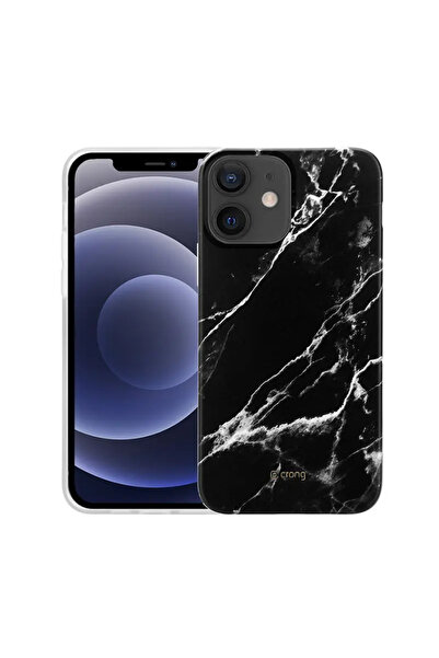 Crong Husă de marmură - Husă iPhone 12 Mini (negru)