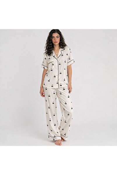 VELVIA Soft Satin Pajama Set Printed