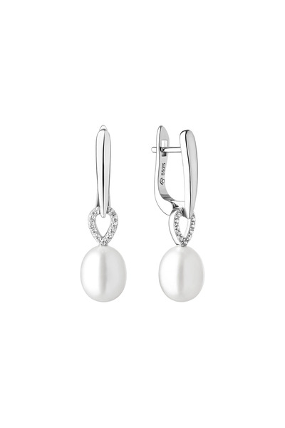 MANAVA Cercei argint cu perle naturale si zirconia - Charm