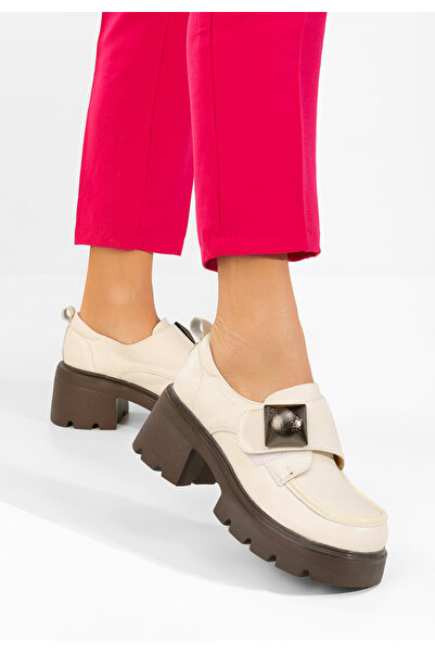 B T Shoes Women's Leather loafers Geolia beige
