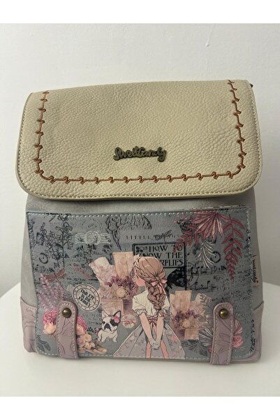 Sweet Candy Rucsac lat pentru femei cu design de păpușă, buzunar frontal și p...