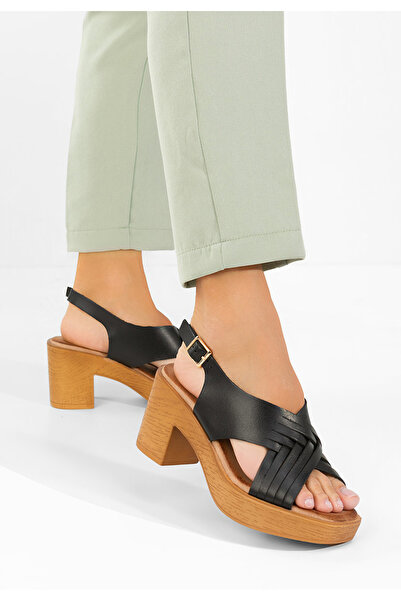 B T Shoes Sandale cu toc gros și platformă Kimy negre