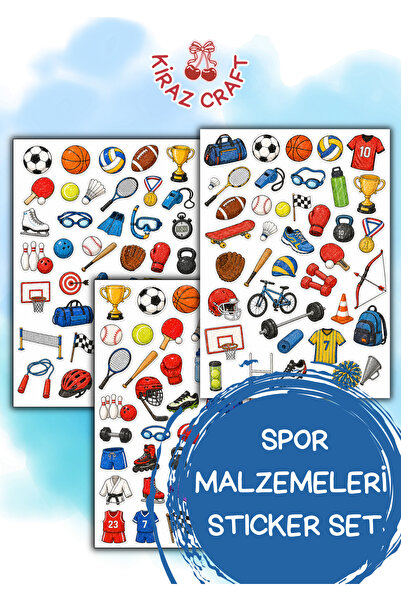 Kiraz Craft Spor Malzemeleri Sticker Seti – Futbol Basketbol Voleybol Tenis v...