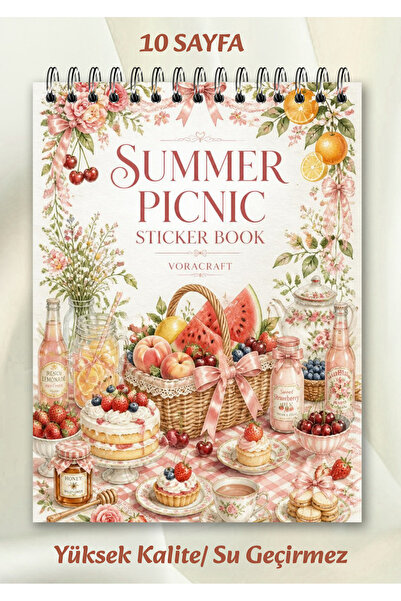 VORACRAFT Summer Picnic Sticker Kitabı | Planner Journal Ajanda Scrapbook Set...