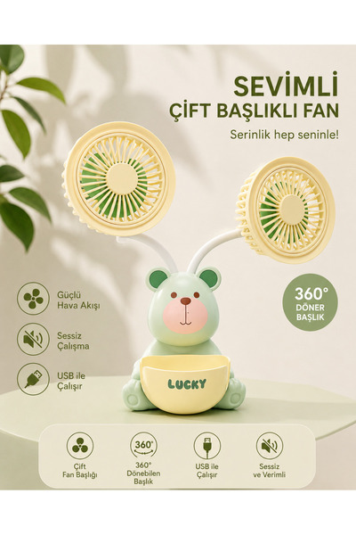 LUCKY Sevimli Çift Başlıklı Vantilatör