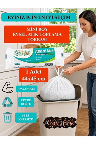 troykar Özer Home Standart Mini Evsel Atık Toplama Torbası 1 Adet Çöp Torbası