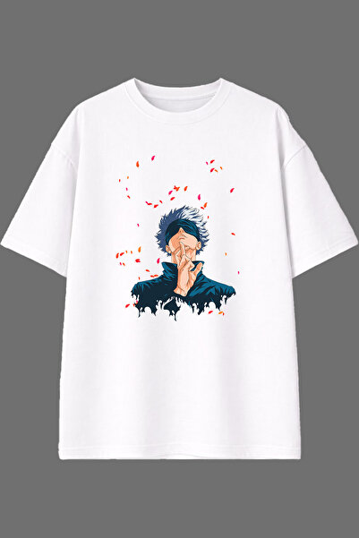 VSRN Handsome Anime Design Front Printed White Oversize t Shirt