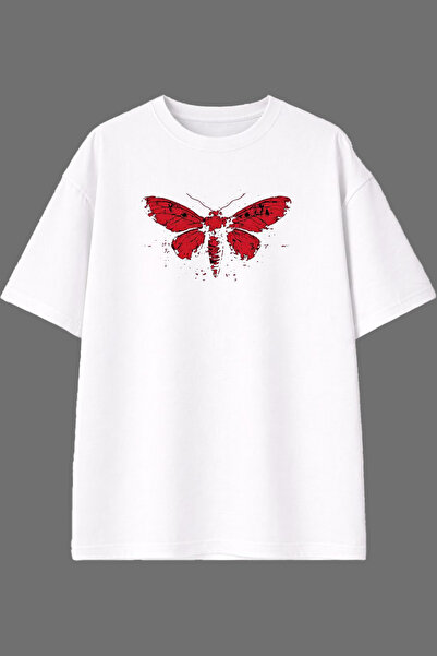 VSRN Red Bee Design Front Printed White Oversize T-Shirt