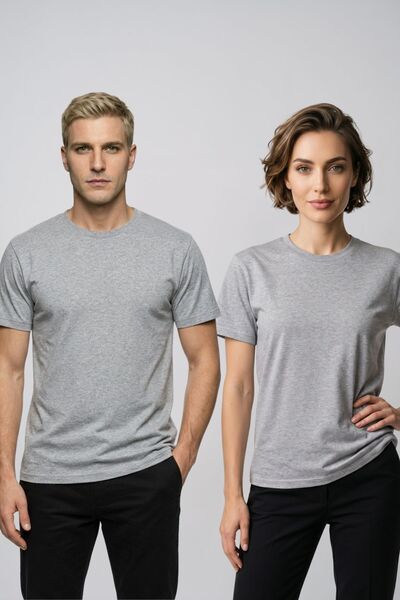 fevien Couple Combination Set of 2 Crew Neck Short Sleeve Basic T-Shirts - Co...