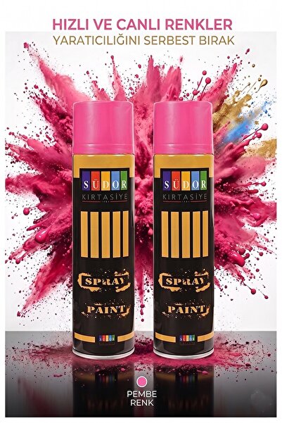 Artmaster Pembe Sprey Boya 200 ml 2 Adet Südor Hızlı Kuruyan Renkli Profesyon...