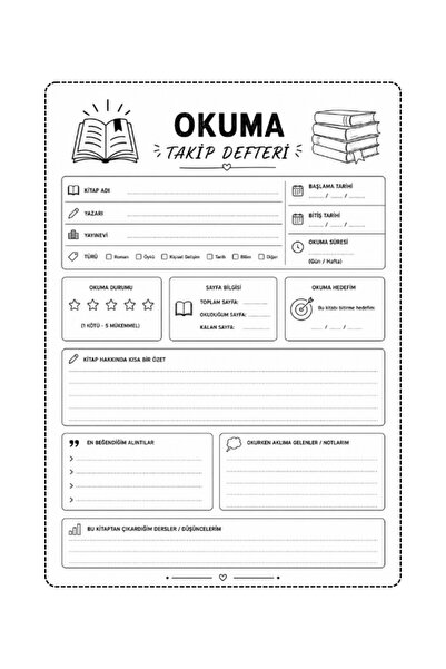 Pembe Yayınevi Okuma Günlüğü - Reading Journal - Kitap Takip Defteri